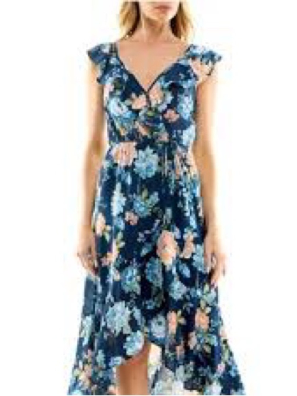 Sleeveless Navy Floral Wrap Dress - Brand: Lulu's